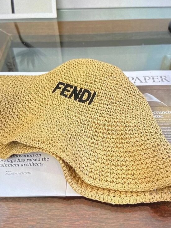 Fendi Classic Logo Woven Straw Sun Hat main image 6